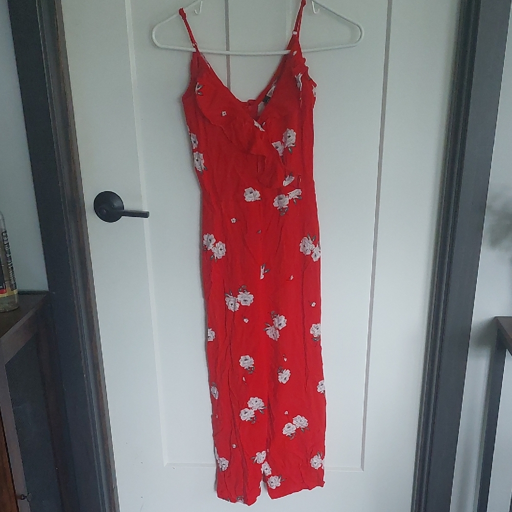 Divided Size 0 Red Floral Romper